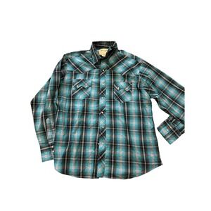 Wrangler Western Pearl Snap Shirt XL Plaid Long Sleeve Cowboy Rodeo Ranch Wear